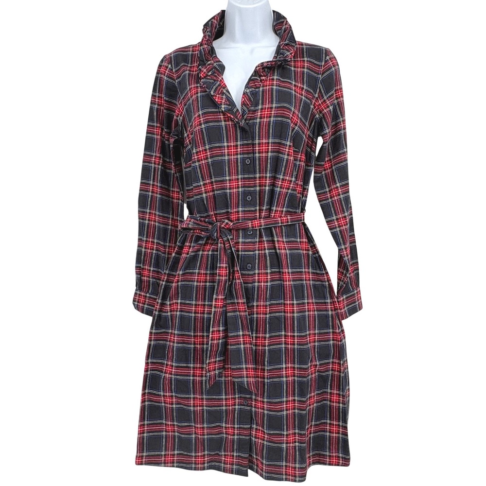 NWT Brooks Brothers Red Plaid‎ Shirt Dress Belted Flannel Heritage Classic Sz 4
